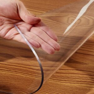 1.5mm thick rectangular clear pvc table cover protector 12x24 inch non-slip plastic desk cover pads for dresser coffee table crystal vinyl table cloths for writing painting desk waterproof easy clean