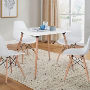 Modern Square Dining Table 31.5 inches with Solid Legs for Home Kitchen Breakfast Corner Small Spaces, White