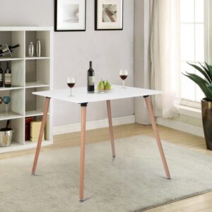 Modern Square Dining Table 31.5 inches with Solid Legs for Home Kitchen Breakfast Corner Small Spaces, White