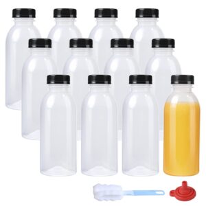 zmybcpack 12 Pack 12oz PP Heat-Resistant Plastic Juice Bottles With Caps-Plastic Smoothie Bottles-Reusable Bulk Beverage Containers with Lids For Juice, Beverage(Dishwasher Safe)