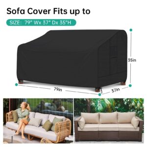 HENAYUK Outdoor Sofa Cover Waterproof, 3-Seater Patio Sofa Cover, Sofa Outdoor Patio Furniture Cover, Patio Furniture Cover for Outdoor Sofas, 79" Wx 37" Dx 35" H