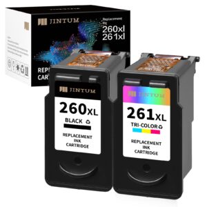 JINTUM Compatible Ink Cartridges Relacement for Canon 260 and 261 Ink Cartridge for TS6420a TS6420 TR7020a TR7020 TS5320 Printer Ink (1 Black, 1 Tri-Color)