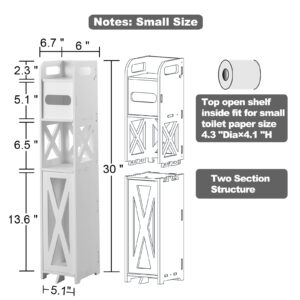 J JINXIAMU Small Bathroom Storage,Bathroom Storage Cabinet with Toilet Paper Holder Insert,Bathroom Stand for Small Space,White (30''H, Pure White)