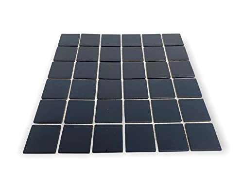 Tenedos Porcelain Premium Quality 2x2 Square Matte Mosaic Floor Wall Tile for Bathroom Shower, Kitchen Backsplash, Accent Decor on 12x12 Sheet (1 Sheet) (Black)