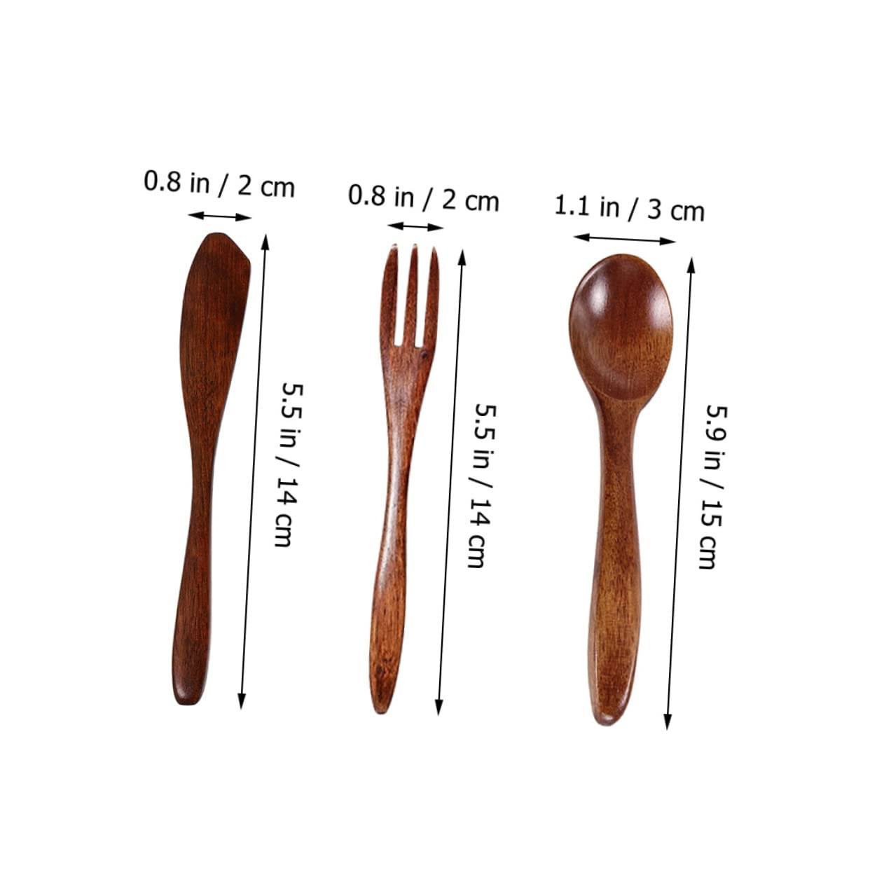 4 Sets Spoon Fork Chopsticks Wooden Cutlery Wooden Flatware Wooden Utensils for Eating Wooden Fork Wooden Tableware Wooden Chopsticks Wood Chopsticks Wood Dinnerware