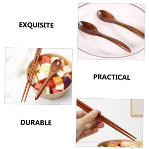 4 Sets Spoon Fork Chopsticks Wooden Cutlery Wooden Flatware Wooden Utensils for Eating Wooden Fork Wooden Tableware Wooden Chopsticks Wood Chopsticks Wood Dinnerware