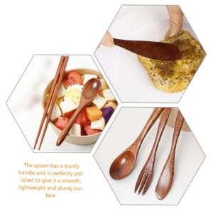 4 Sets Spoon Fork Chopsticks Wooden Cutlery Wooden Flatware Wooden Utensils for Eating Wooden Fork Wooden Tableware Wooden Chopsticks Wood Chopsticks Wood Dinnerware