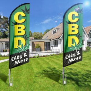 FSFLAG CBD Oil Advertising Swooper Flag Banner, 8Ft CBD Oil Feather Flag, Advertising Feather Banner Sign for CBD Oil Business