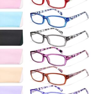 Gaoye Reading Glasses for Women, 6 pack Fashion Readers for Women Men Spring Hinge Eye Glasses, Blue Light Reading Glasses Anti Eyestrain