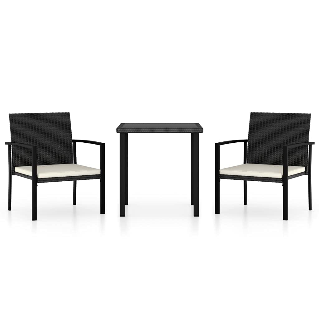 YUHI-HQYD 3 Piece Patio Dining Set,Afternoon Tea Suit,Conversation Furniture,Balcony Bar,Perfect for Patio, Garden, Porch,Family Room,Sitting Area, Poly Rattan Black