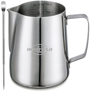 milk frothing pitcher espresso accessories - milk steaming pitcher stainless steel pitcher latte art espresso machine cappuccino coffee milk frother cups 12 oz (350ml)