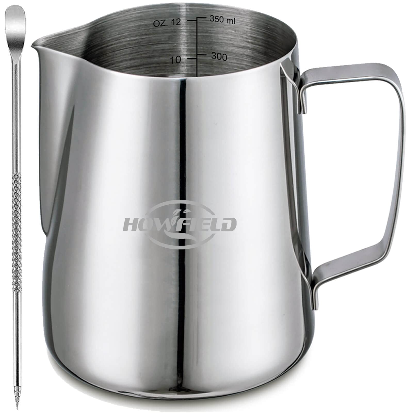 Milk Frothing Pitcher Espresso Accessories - Milk Steaming Pitcher Stainless Steel Pitcher Latte Art Espresso Machine Cappuccino Coffee Milk Frother Cups 12 oz (350ml)