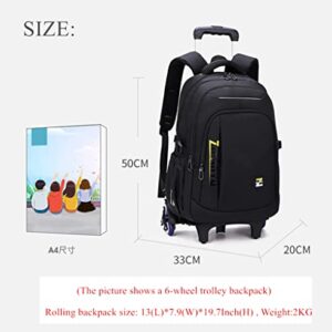 EKUIZAI Solid Color Trolley Backpack Schoolbag for Middle School Students Elementary Rolling Bag Daypack for Teen Boys