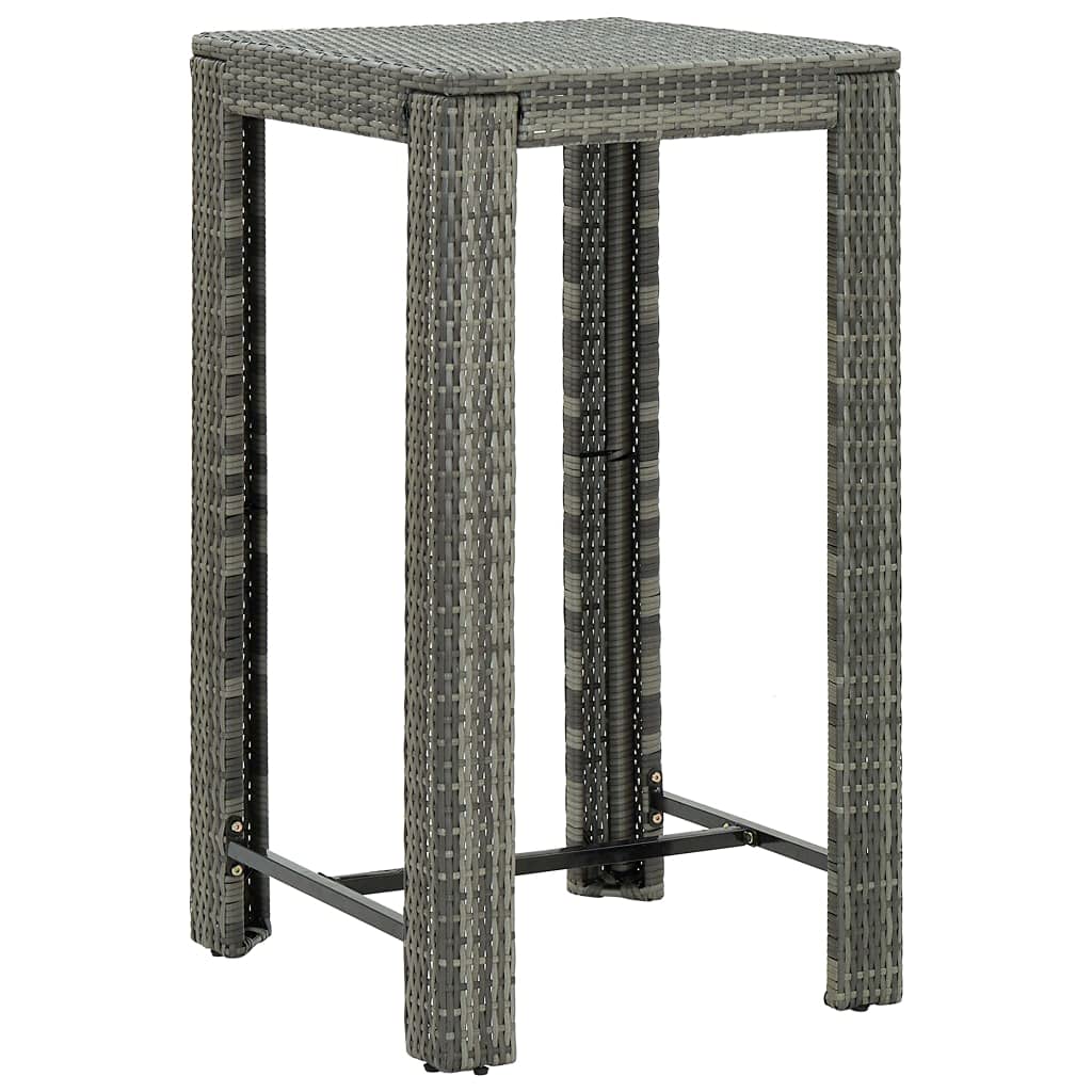 YUHI-HQYD 3 Piece Patio Bar Set with Cushions,Balcony Furniture,Bistro Set,Conversation Furniture,Perfect for Patio, Garden, Porch, or Front Yard Area, Poly Rattan Gray