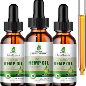 (3 Pack) Hemp Oil Organic Premium - 2,800,000 Maximum Strength - 100% Natural Hemp Drops Tincture - Hemp Oils with Vegan, Non-GMO, Grown and Made in USA