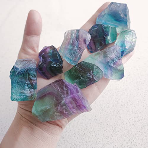 1 lb Rough Crystals Bulk Raw Rainbow Fluorite Healing Stones for Tumbling, Wire Wrapping, Wicca Reiki,Meditation