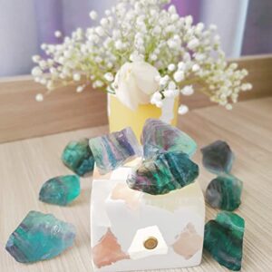 1 lb Rough Crystals Bulk Raw Rainbow Fluorite Healing Stones for Tumbling, Wire Wrapping, Wicca Reiki,Meditation