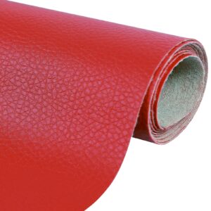 Osunnus Faux Leather Upholstery Fabric by The Yard Vinyl Fabric 55" Wide Outdoor PU Leather Sheets for Home Decor DIY Crafts Chair Furniture Car Marine Upholstery, 5 Yards Red