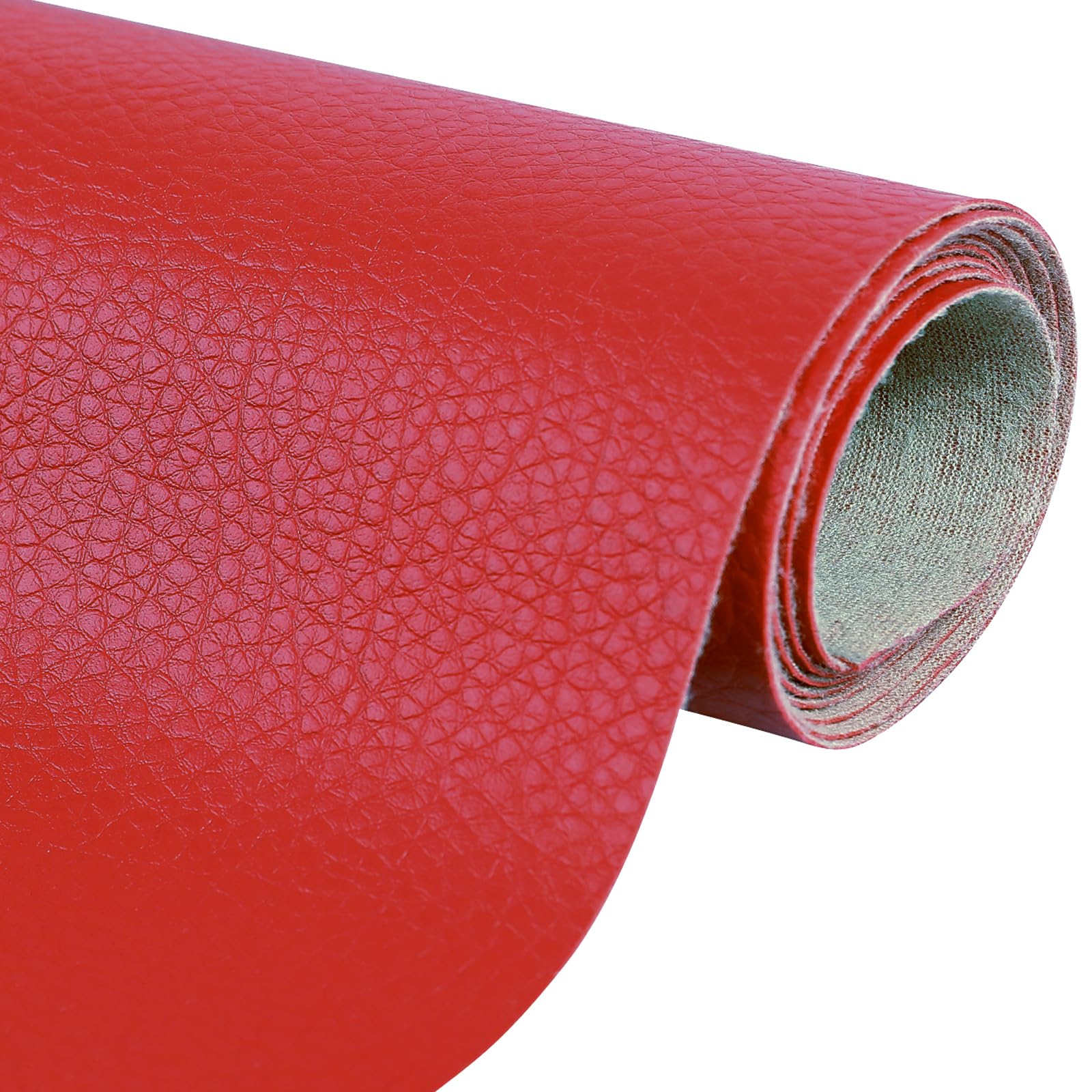 Osunnus Faux Leather Upholstery Fabric by The Yard Vinyl Fabric 55" Wide Outdoor PU Leather Sheets for Home Decor DIY Crafts Chair Furniture Car Marine Upholstery, 5 Yards Red