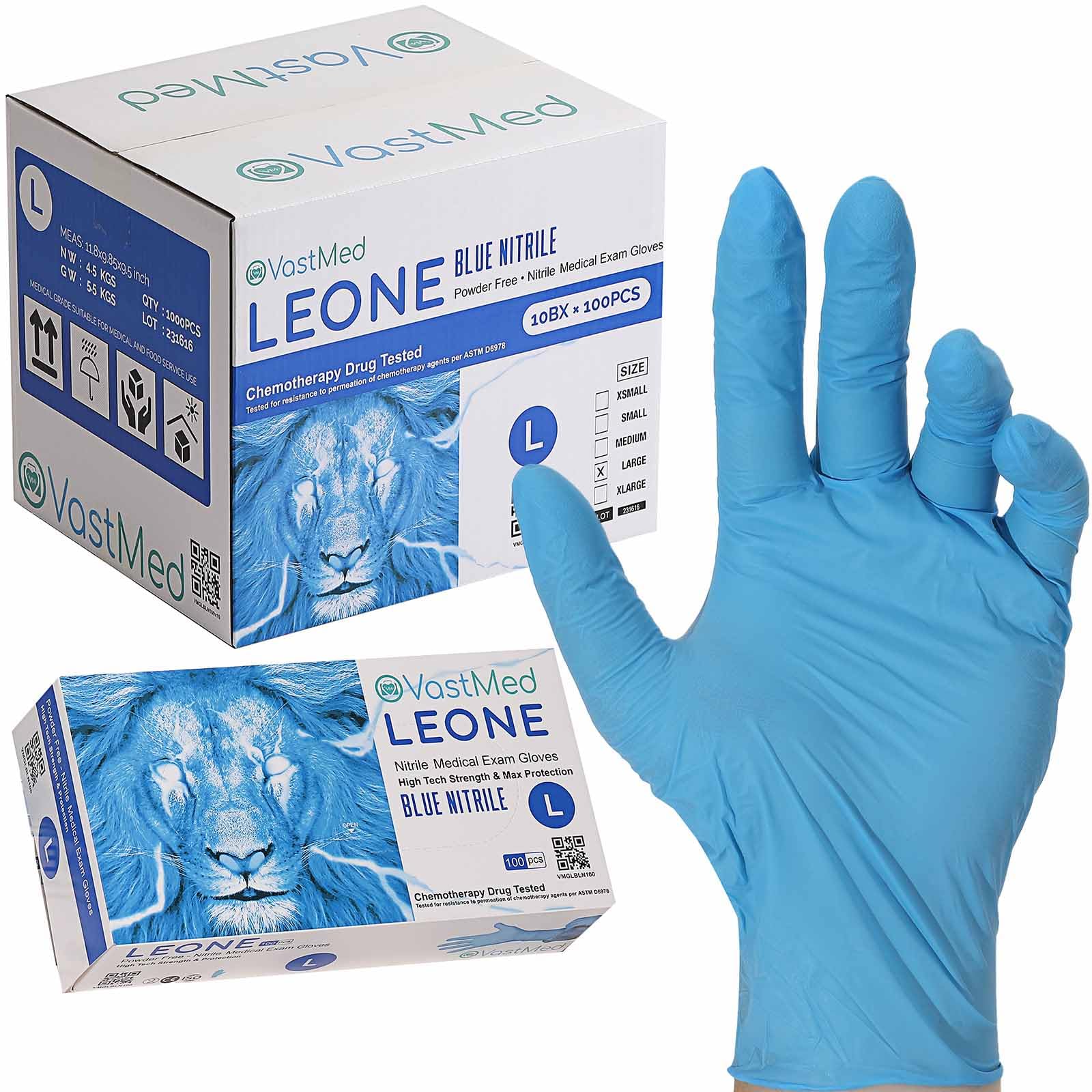 VASTMED 1000PCs Dental Grade Examination Leone Nitrile Gloves 4.0G Finger Tips Texture Latex-Free Professional Grade Gloves