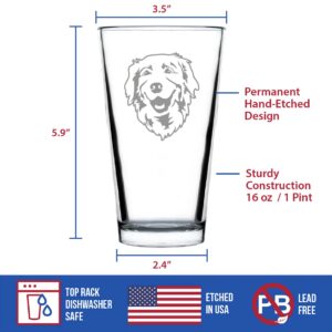 Happy Golden Retriever Pint Glass for Beer - Cute Gifts for Dog Lovers with Golden Retrievers - 16 Oz Glasses