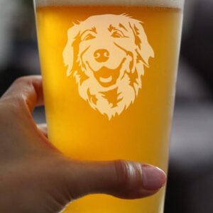 Happy Golden Retriever Pint Glass for Beer - Cute Gifts for Dog Lovers with Golden Retrievers - 16 Oz Glasses