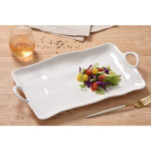 Pampa Bay Shatterproof Melamine Large Platter, 17.5 x 9.5 Inch, Food, Freezer, Dishwasher Safe, White