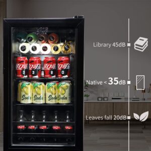 KRIB BLING Beverage Refrigerator Cooler 120 Can Freestanding Beverage Cooler with Adjustable Shelving Glass Door for Beer Soda or Wine for Home Office or Bar