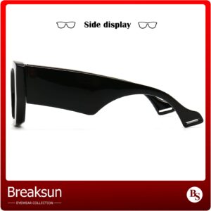 Breaksun Thick Frame Blue Light Glasses for Women Men Fashion Oversized Square Computer Gaming Eyeglasses (Black)