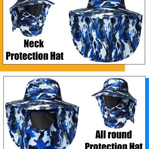 9 Pcs Summer Fishing Hat Women Men Sun Hats with UV Protection Wide Brim Outdoor Hat with Face Cover and Neck Flap Rollable Fishing Cap with Removable Face Flap for Gardening Hiking Beach, 7 Colors