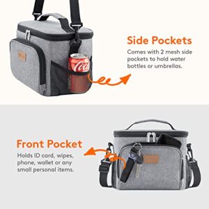 Lifewit Reusable Insulated Lunch Bag for Men, Lunch Box Women, Portable Cooler Freezable Soft Lunchbox Leakproof with Adjustable Shoulder Strap for Adult for Work Picnic or Travel, Grey 9L