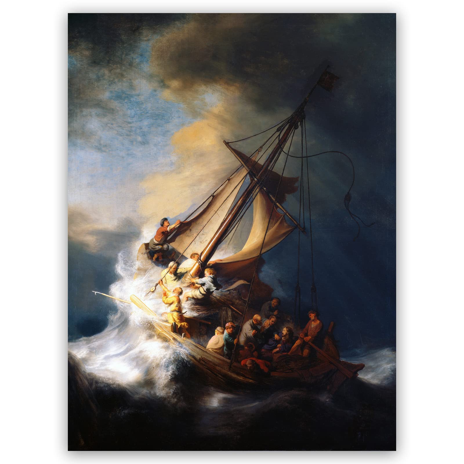 Christ in The Storm On The Sea of Galilee Poster,By Rembrandt,Famous Oil Paintings Reproductions, Bedroom Home Decor Unframed,Perfect Easy Gift (12x16in/30x40cm)