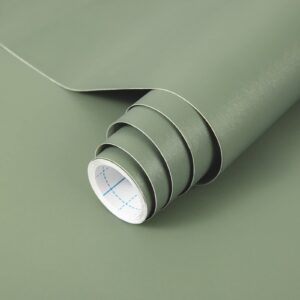 practicalWs Sage Green Wallpaper Stick and Peel Green Contact Paper 17.7'' x 118.1'' Green Removable Wallpaper Self-Adhesive Vinyl Solid Wallpaper for Bedroom Kitchen Cabinets