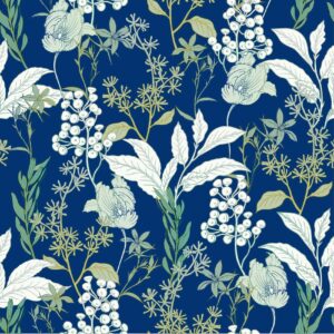 Yasinet Peel and Stick Wallpaper Boho Blue Wallpaper Removable Floral Self-Adhesive Contact Paper Vintage Blue Wallpaper for Walls Bedroom Vinyl Rolls 15.75inch × 78.7 inch