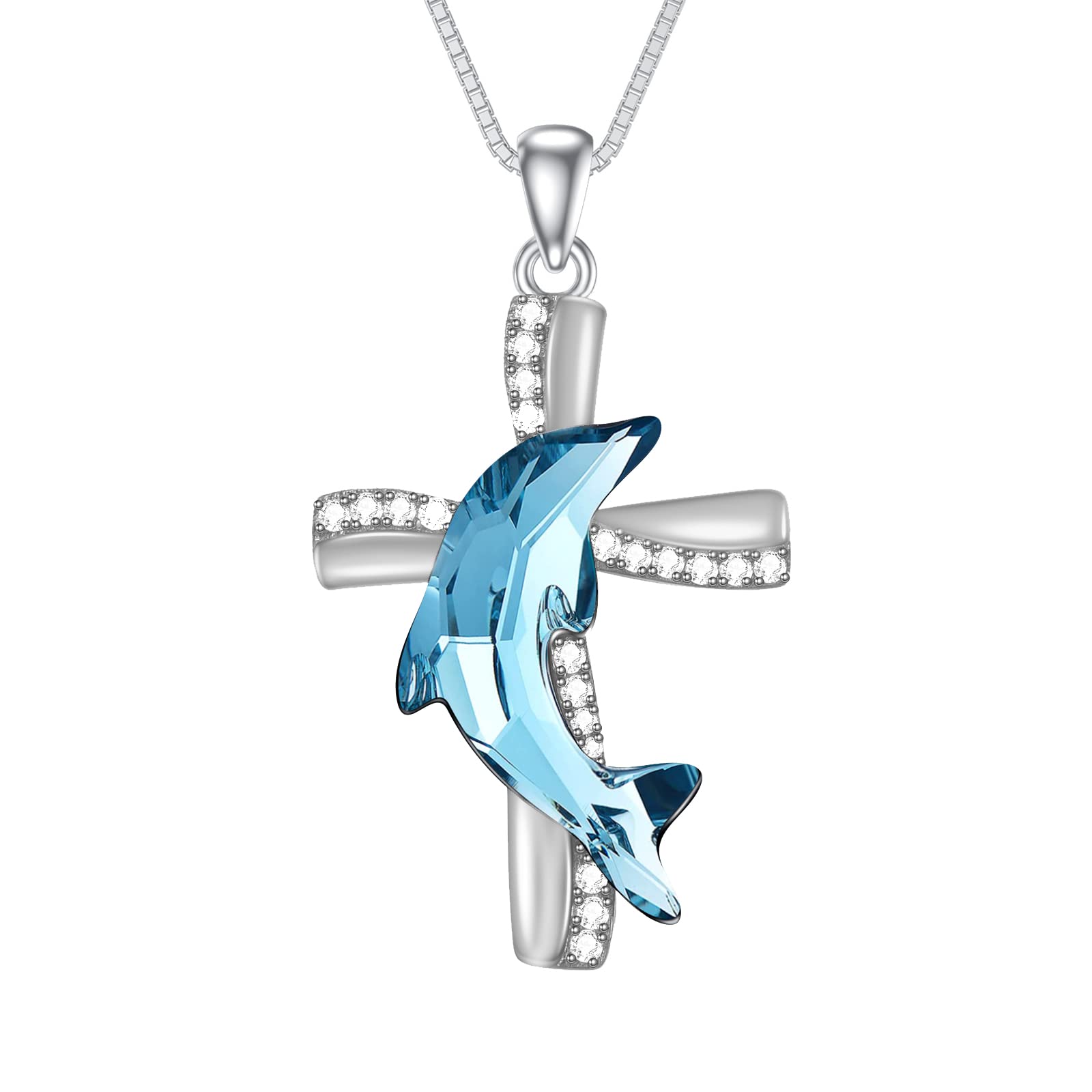 POPKIMI Dolphin Necklace Dolphin Gifts for Women 925 Sterling Silver Dolphin Jewelry