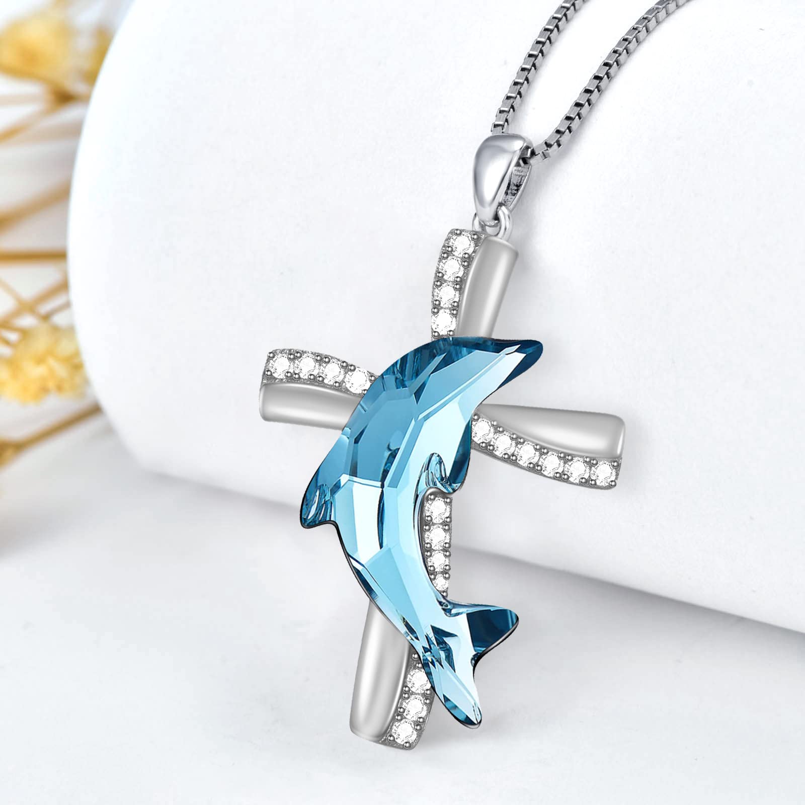 POPKIMI Dolphin Necklace Dolphin Gifts for Women 925 Sterling Silver Dolphin Jewelry