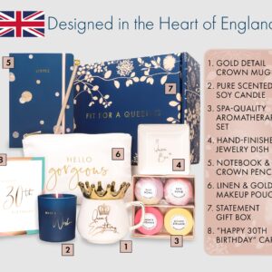 Luxe England Gifts Royal 30th Birthday Gift Basket for Women - Luxury 30th Birthday Gifts for Women Designed in Britain – High-end Unique 30th Birthday Gift Box for Women Friend, Wife, Mom, Sister