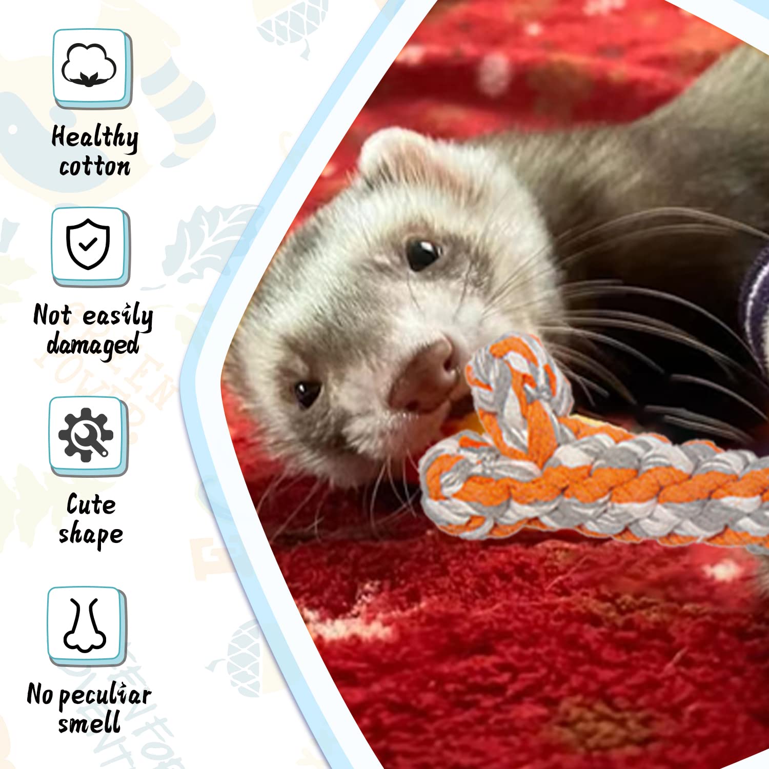 SIT ZIT 6 Pack Ferret Toys Durable Knotted Rope Tug Perfect for Teething Mammals Cotton Rope Chew Toys Interactive Dog Rope Toy Set Machine-Washable