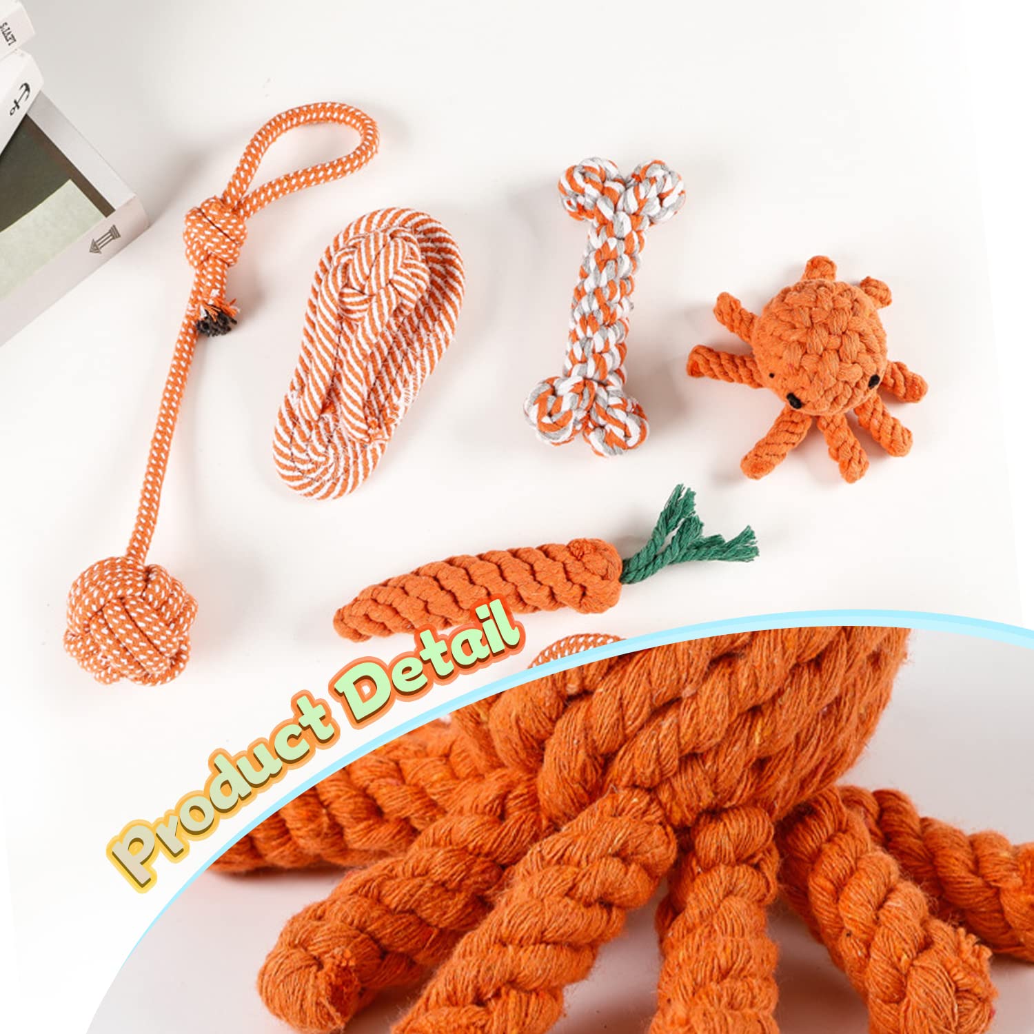 SIT ZIT 6 Pack Ferret Toys Durable Knotted Rope Tug Perfect for Teething Mammals Cotton Rope Chew Toys Interactive Dog Rope Toy Set Machine-Washable