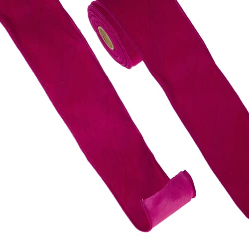 Raz Imports Ribbon 2023 4" X 10 Yards Hot Pink Velvet Wired Ribbon