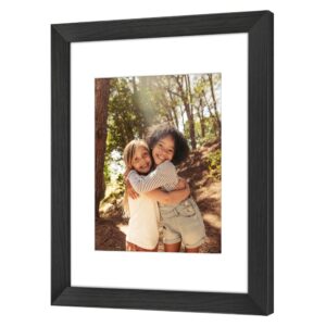 Americanflat 11x14 Picture Frame with Shatter-Resistant Glass - Use as 8x10 Frame with Mat or 11x14 Frame Without Mat - Hudson Collection - Wide Photo Frame for Wall display - Black