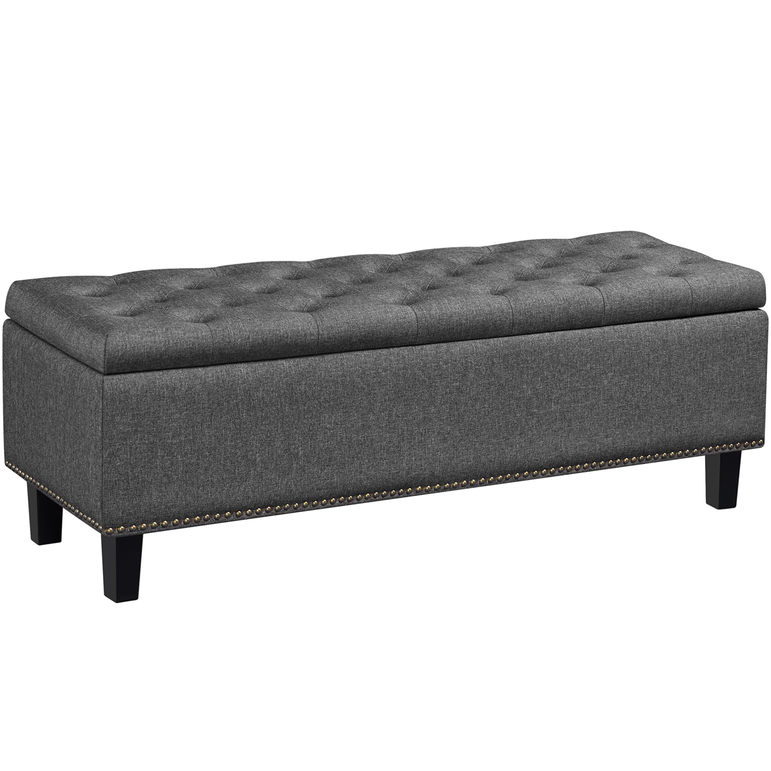 Yaheetech Ottoman with Storage Classic 49-inch Entryway Bench Storage Ottoman Bench Bench with Storage Coffee Table Footstool Bench Multipurpose Foot Rest Sofa Stool Dark Gray