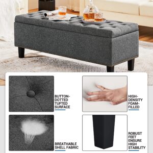 Yaheetech Ottoman with Storage Classic 49-inch Entryway Bench Storage Ottoman Bench Bench with Storage Coffee Table Footstool Bench Multipurpose Foot Rest Sofa Stool Dark Gray