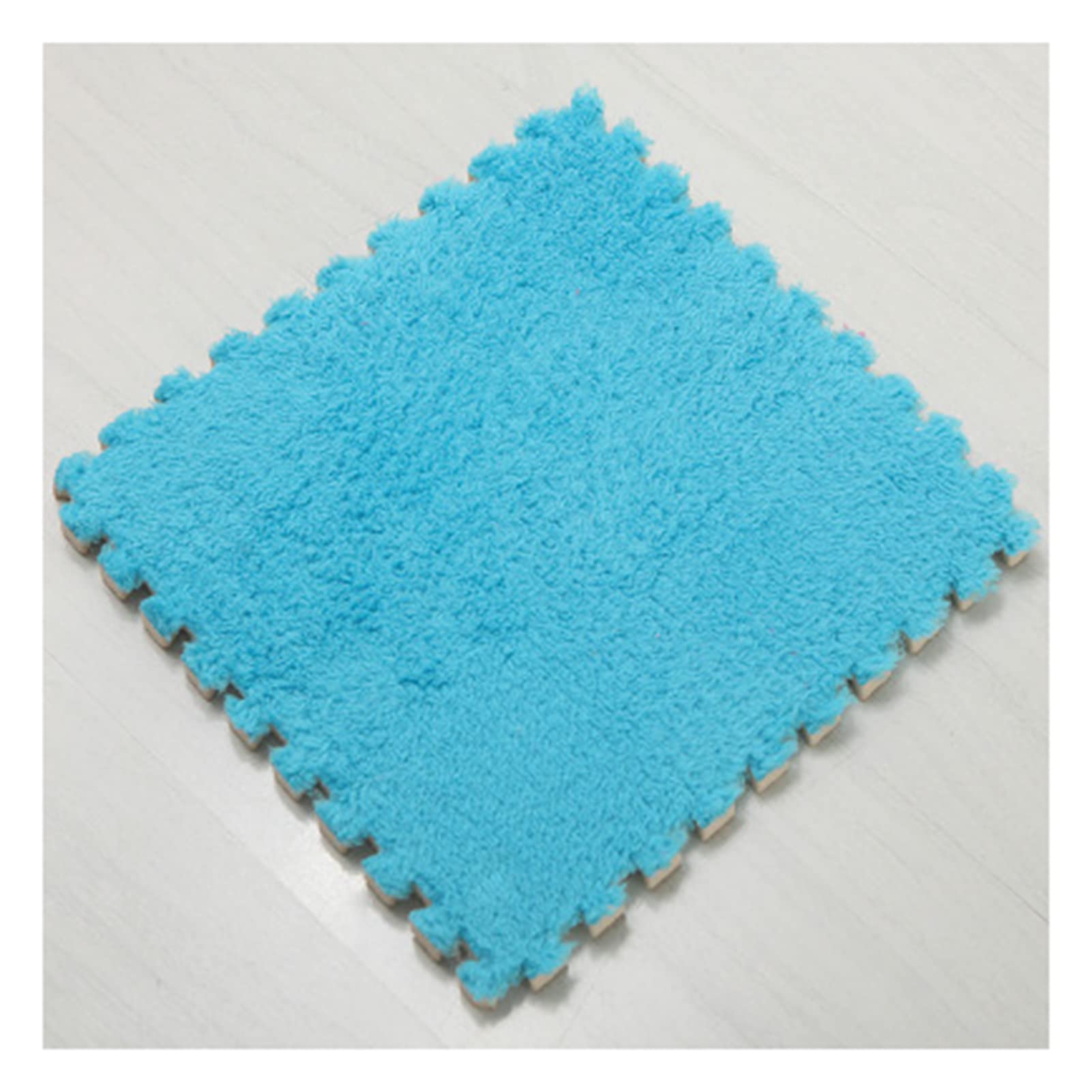 Interlocking Foam Mats, Fluffy Carpet Tiles, Plush Area Rugs, Interlocking Floor Tiles, Soft Playmat, Puzzle Floor Mat, 12x12x0.4inch - 12pcs(Color:Blue)