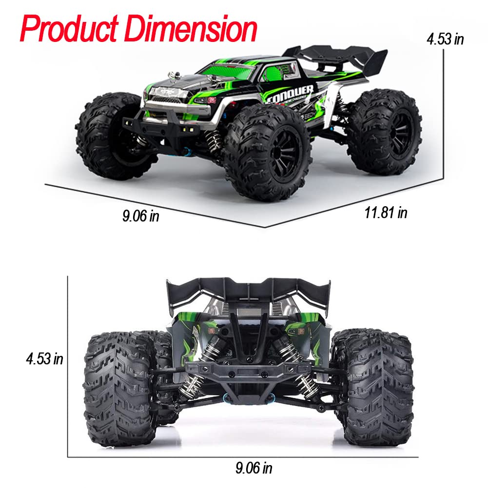 Yidedraw 1:16 Scale RC Cars 50KMH 4WD Remote Control Car High Speed RC Truck for Adults Boys 2.4GHz All Terrains RC Buggy Off-Road Drift RC Monster Trucks with 3 Batteries (Green)