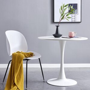 MIINO Round Modern Style Solid Wood Dining Table Dining Furniture with Tulip Base, Small Table for Office Small Coffee Table for 2, White, 23.6" W