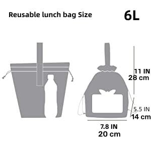 DAROSS Drawstring Lunch Bag, Reusable Small Lunch Bag，Lunch Sack，Cute Lunch Bag (Khaki)