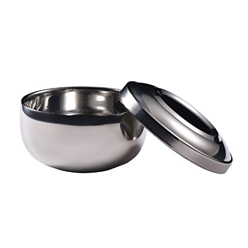 SEJONG COOK High Strength Stainless Steel Korean Style Double Wall Rice Bowl with Lid, Food Grade Stainless, Rice Bowl for Family, Korean Restaurant, Catering, Food Prep (10 Set)