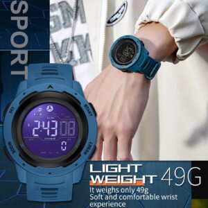 findtime Men's Digital Watch Waterproof Pedometer Watches Sport Watch Step Counter Calorie Military Watch with Stopwatch Alarm LED Backlight Countdown