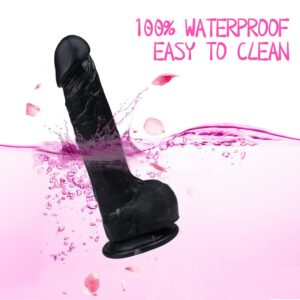 Dildo, Black Dildos, Sex Toy, 8.5 Inch Ultra Soft Lifelike Silicone Anal Dildo with Strong Suction Cup, G Spot Stimulator Adult Sexy Toys for Women Men Couple Sexual Pleasure Tools for Women, Black